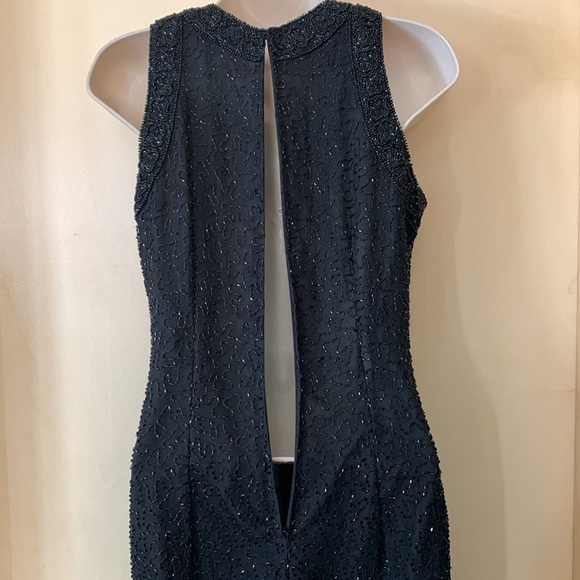 Laurence Kazar vintage black beaded cocktail dress size M - Picture 9 of 12